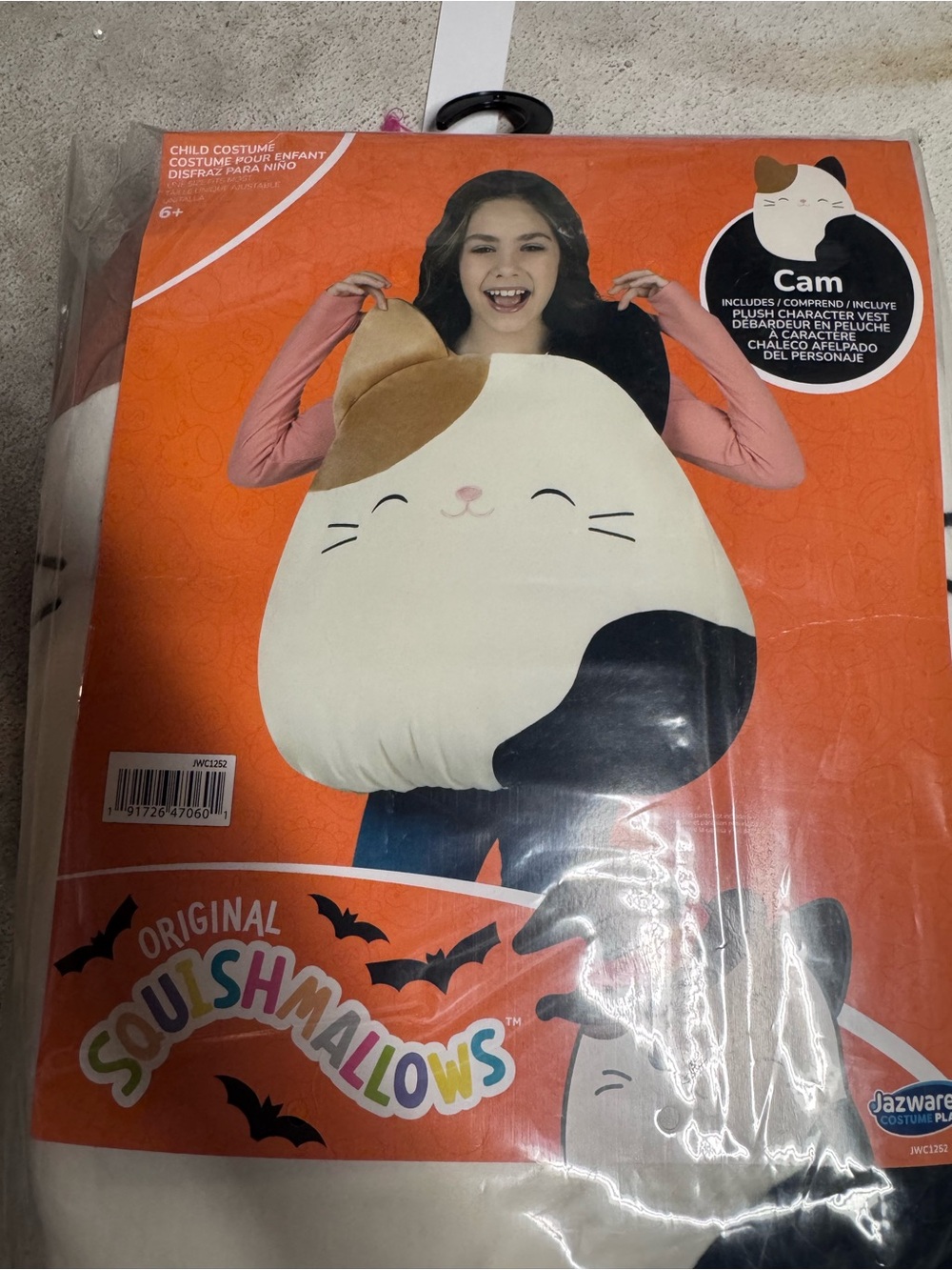 Squishmallows Cam Cat Kids Costume - White, Tan, Black